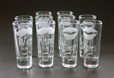 Custom Etched Shot Glasses Personalized Set of 10 Weddings His - Etsy