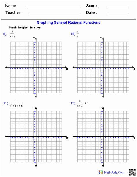 Graphing Linear Functions Worksheets