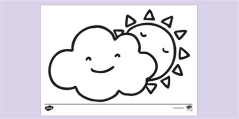 FREE Cloudy And Sunny Colouring Sheet Colouring Sheets Twinkl