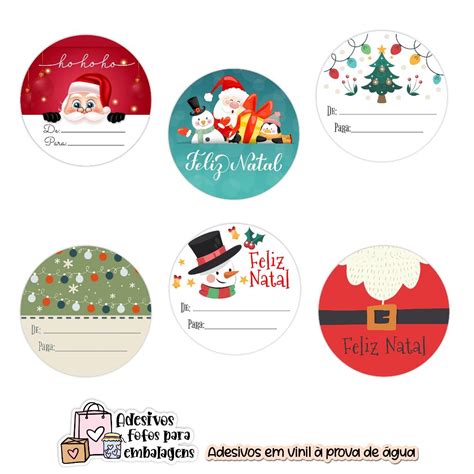 Adesivos Redondo Feliz Natal Boas Festas Para Fechar E Enfeitar