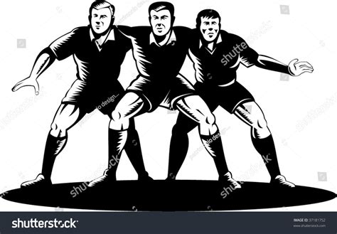 Rugby Front Row Scrum Isolated On Stock Vector 37181752 Shutterstock