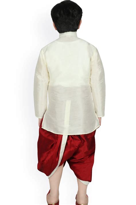 Solid Color Dupion Silk Kurta Set In Off White Ucchal Fashion