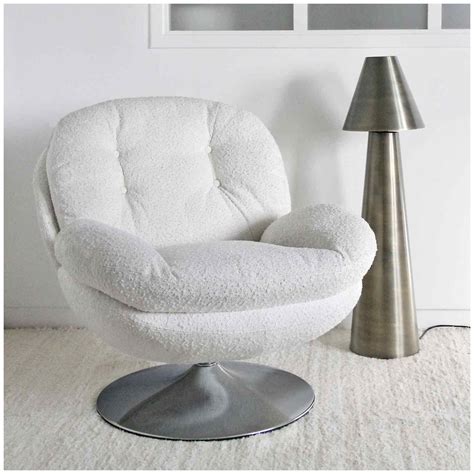 Fauteuil Pivotant Nuage Bouclette Blanc L81 P84 H83Cm Opjet 015915