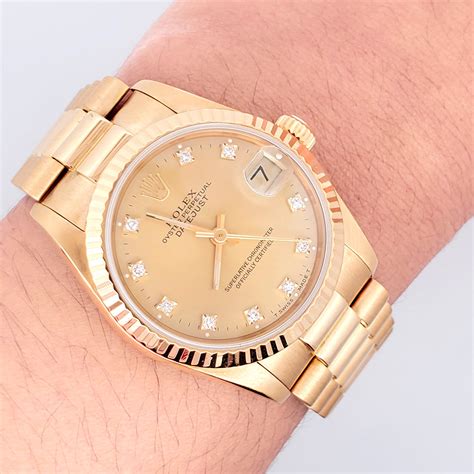 Rolex President Datejust Midsize 31mm Factory Champagne Diamond Dial Y