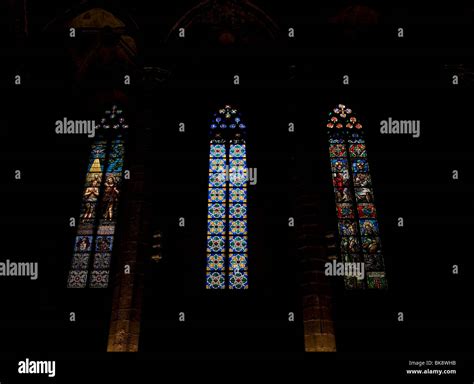 Cathedral Santa Maria Del Mar Stained Glass Windows Stock Photo - Alamy