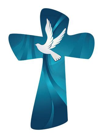 Christian Cross Abstract Holy Spirit With Dove On White Background