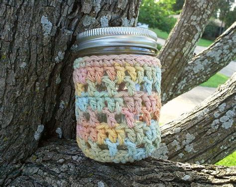 Crochet Mason Jar Cozy Pint Sized Jar Cover Bottle Cozy Etsy Mason Jar Cozy Crochet Jar