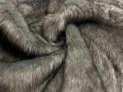 Super Luxury Faux Fur Fabric Material Pewter Wolf Crs Fur Fabrics