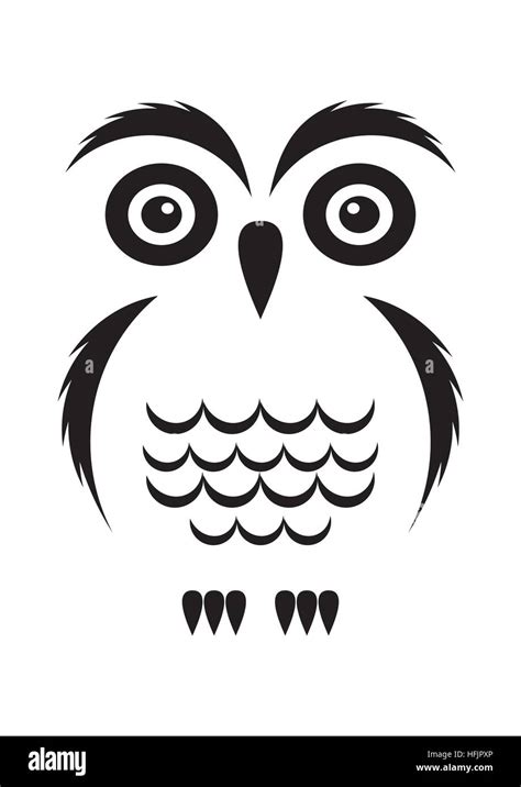 Black vector cartoon simple owl icon on white Stock Vector Image & Art ...