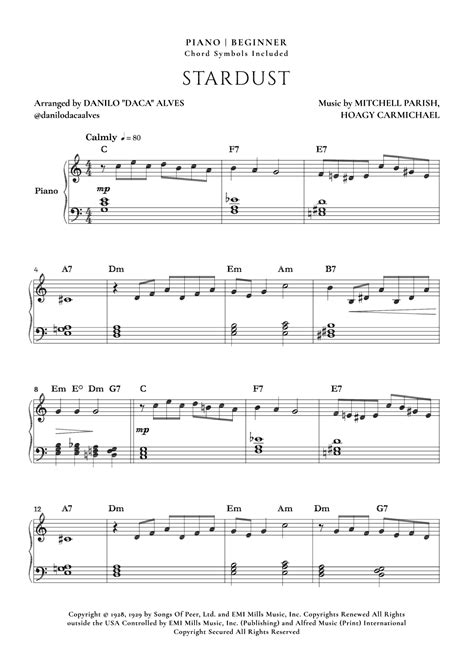 Stardust Arr Danilo Daca Alves By Artie Shaw Sheet Music For Easy