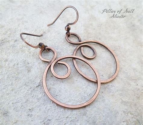 Copper Infinity Hoop Earrings Handmade Wire Wrapped Jewelry 7th