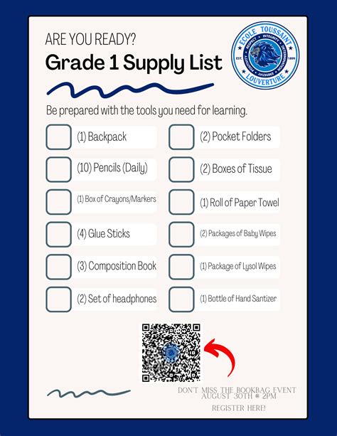 Supply List Important Forms And Information Ecole Toussaint Louverture