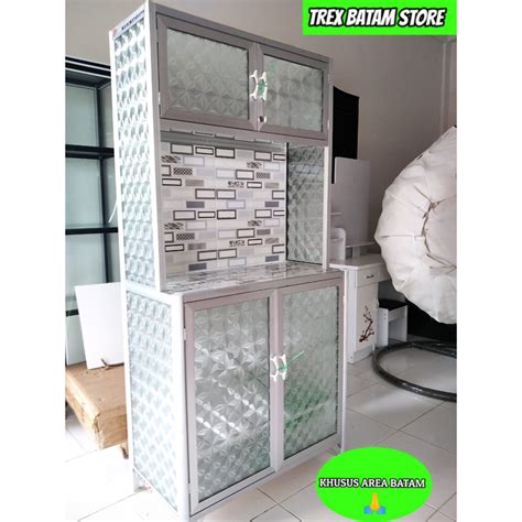 Jual LEMARI RAK PIRING ALUMINIUM KACA POLO 2 PINTU BATAM Shopee