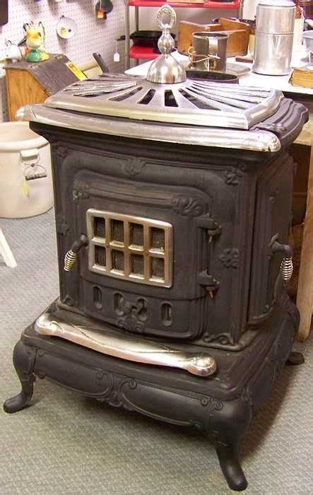 Antique Cast Iron Wood Burning Parlor Stove Antique Poster