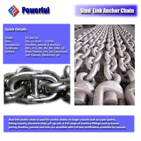 Marine U2 U3 Standard Welded Steel Ship Stud Link Anchor Chain China