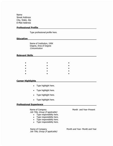 Resume Outlines Fill In The Blank Cv Template Fill In The Blanks