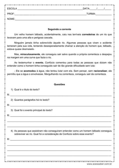 Interpretacao De Texto Acessaber 6 Ano