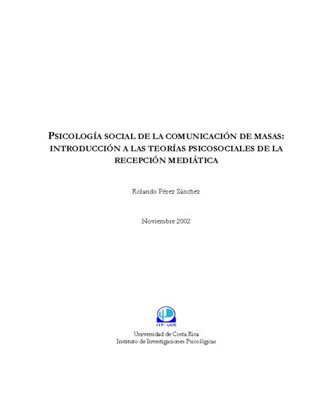 Teorias Psicosociales De La Comunicacion De Masas Psicologia Medios