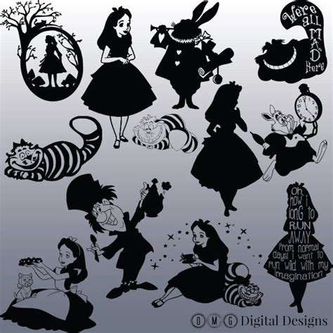 12 Alice In Wonderland Silhouette Images, Digital Clipart Images ...