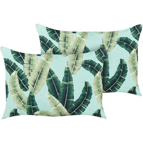 Coussins D Coratifs De Jardin Tissu Vert Motif De Feuilles X