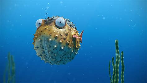 HD wallpaper: puffer fish digital painting, drawing, digital art, Corky ...