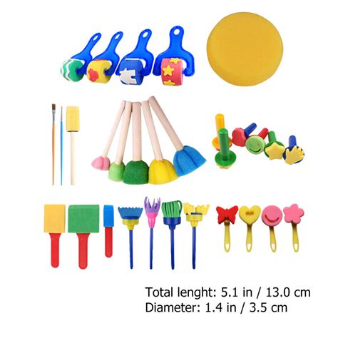 30 Pcs Outil De Graffiti Outils Peinture À L éponge Pour Enfants Formes