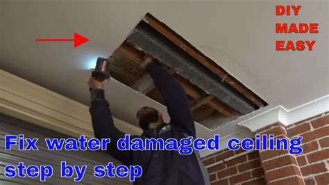 How To Fix Water Damaged Ceiling Diy Youtube