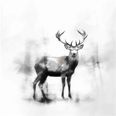 Premium Ai Image Minimalist Black And White Deer Art