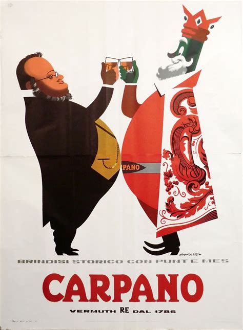 Armando Testa Punt E Mes Carpano 1956 Affiche Vintage Affiche