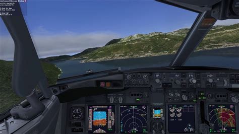 P3D PMDG SAS 737 800 NGX Landing Tivat LYTV LOC Y 32 Approach Circling