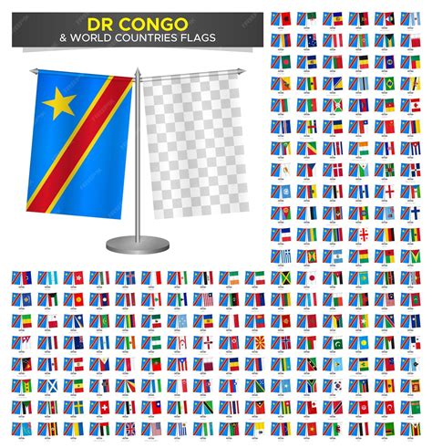 Premium Vector | Flag of democratic republic congo vs world countries set congo flag mockup ...