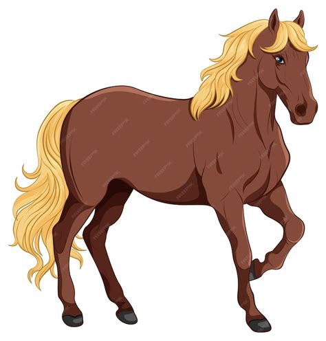 Dibujos Animados De Caballo Marrón Aislado Vector Premium