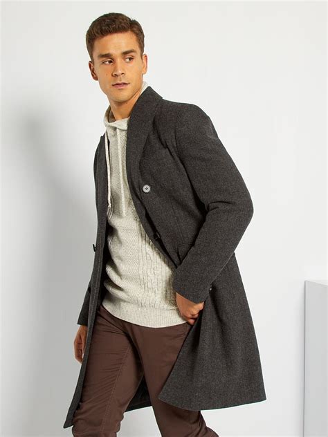 Manteau Long Esprit Lainage Anthracite Kiabi