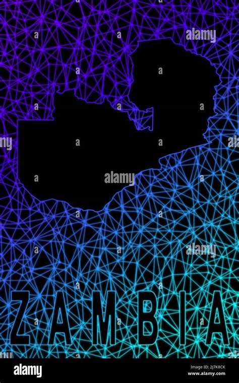 Mappa Dello Zambia Mappa Poligonale Della Linea Di Mesh Mappa Moderna