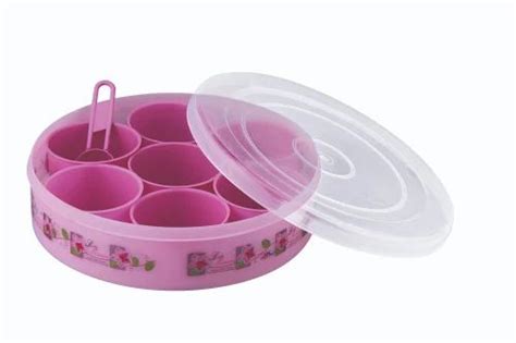 SPL Pink Round Plastic Masala Box 801 Printed At Rs 100 Piece In