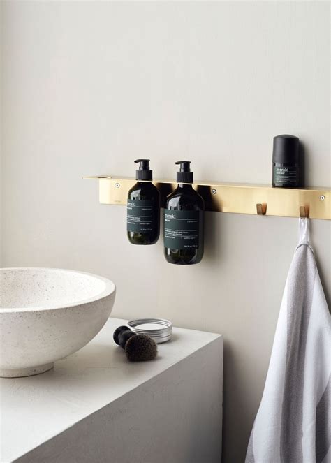 Meraki Bottle Holder With Hooks Coat Hooks Brushed Brass Finish