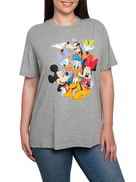 Women S Plus Size Mickey Mouse Friends T Shirt Gray Minnie Daisy