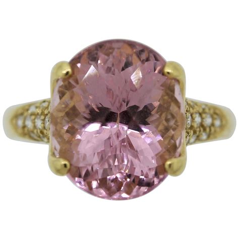 Pink Tourmaline Diamond Platinum And Gold Ring For Sale At 1stDibs