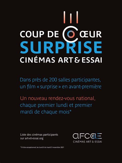 Cinémas et séances du film Coup de coeur surprise 1 AFCAE Avril 2023 à