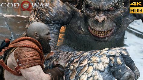 God Of War Ogre Boss Fight 4K HDR YouTube