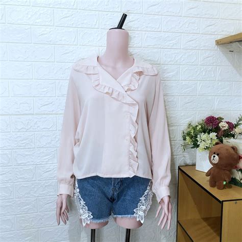 Korean Look Kerah Sailor Ruffle Full Kancing Siffon Fesyen Wanita