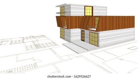 Modern House Sketch Plan 3d Illustration Stock Illustration 1629526627 ...