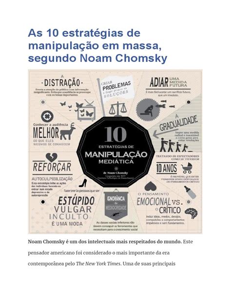 As 10 Estratégias De Manipulação Em Massa Segundo Noam Chomsky Pdf