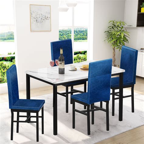 Buy Uhomepro Pieces Dining Table Set Elegant Marble Top Kitchen