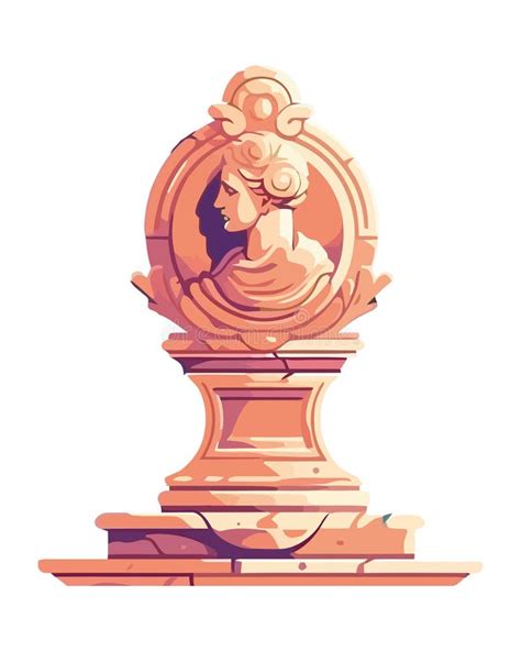 Ancient Piece On Marble Pedestal Silhouette Stock Vector Illustration