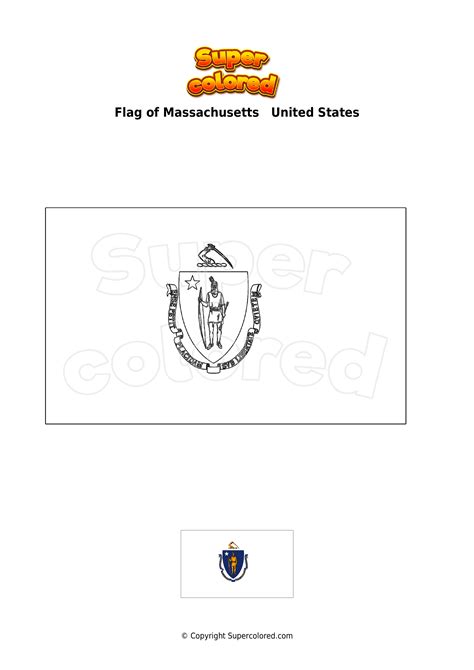 Coloring page Flag of Massachusetts United States - Supercolored.com