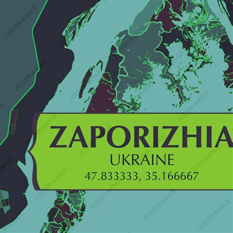 Zaporizhia Ukraine Map Print Modern Contemporary Chroma | Etsy