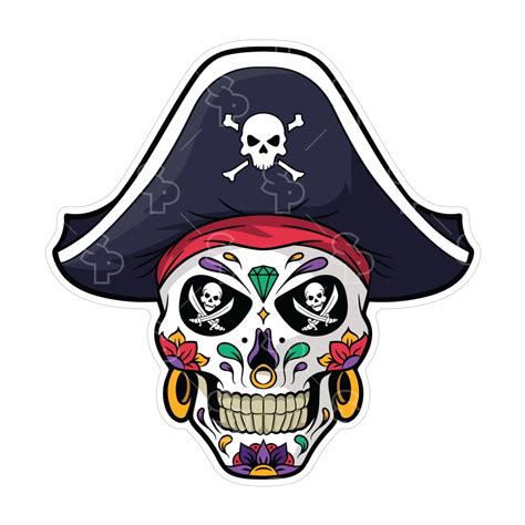 Sticker Pack 12176 Sugar Skull Pirate