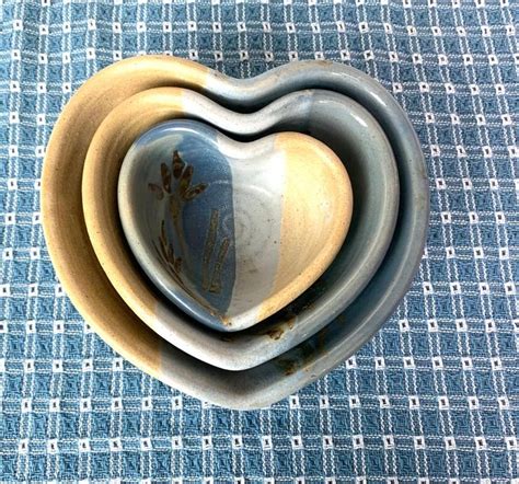 Handmade Heart Shaped Pottery Bowls Set Of 3 Pottery Bowls Handmade