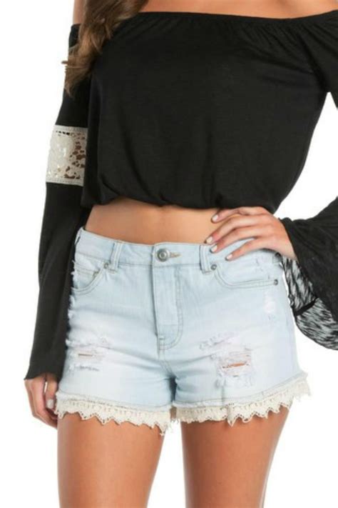 Lace Trim Shorts Lace Trim Shorts Lace Denim Shorts Shorts